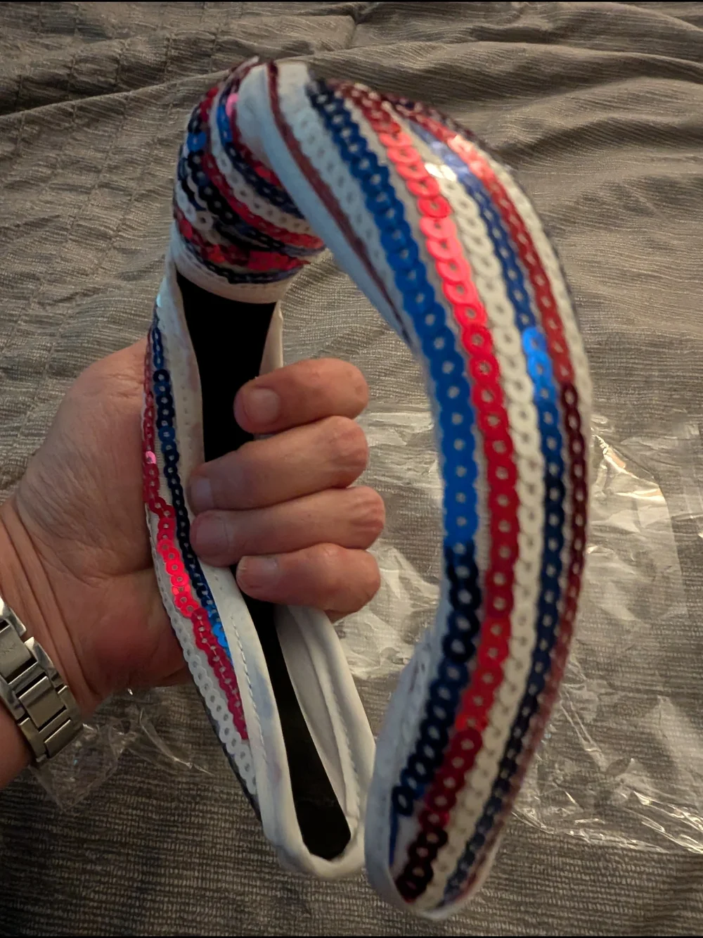 Sequin Top Knot 4th Of July Patriotic Headband NWT